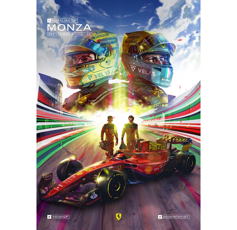 Ferrari F1 2022 car poster F1-75 | Charles Leclerc Carlos Sainz