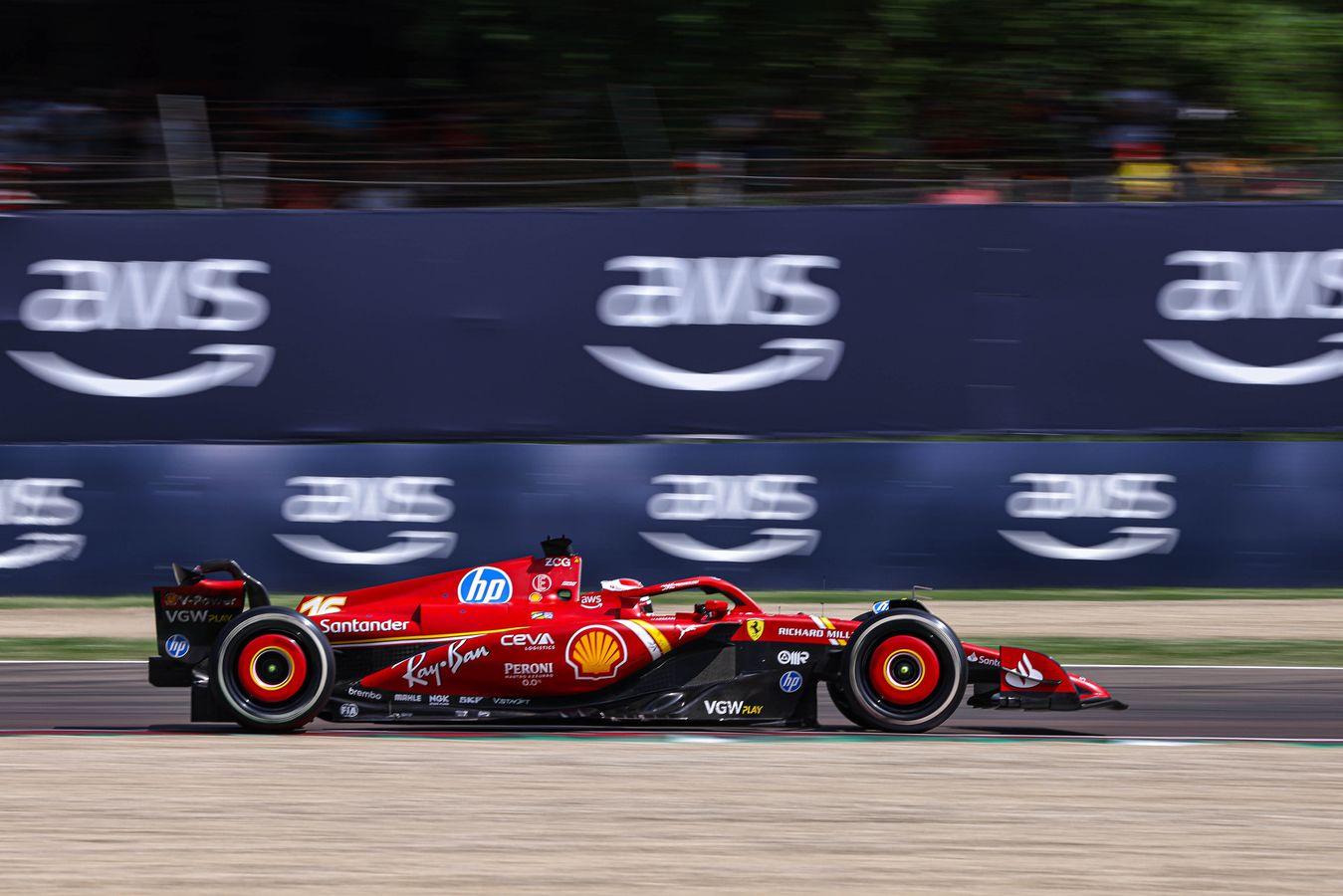 Charles Leclerc racing during the Emilia-Romagna Grand Prix (Image Credit: Scuderia Ferrari Media Centre)