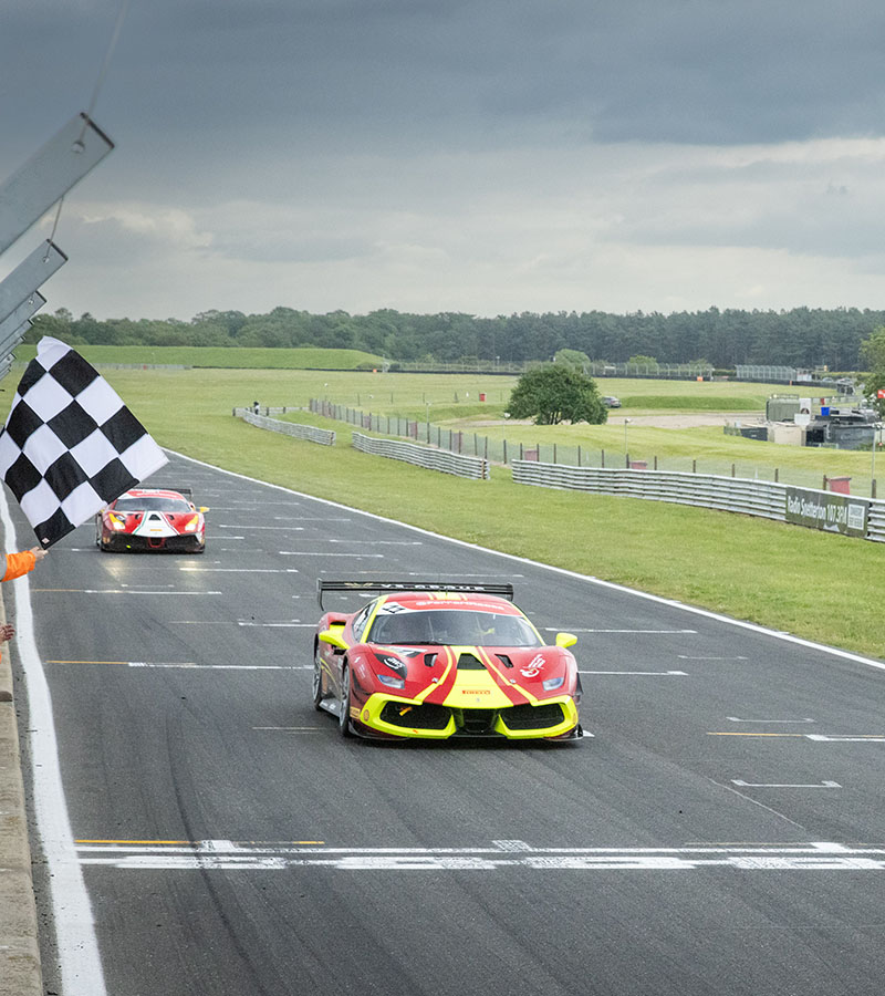 A dry Snetterton race circuit was the crucible in what proved to be another exciting day of racing action as Race 2 in round three of the Ferrari Challenge Trofeo Pirelli UK series took place at Snetterton today. 